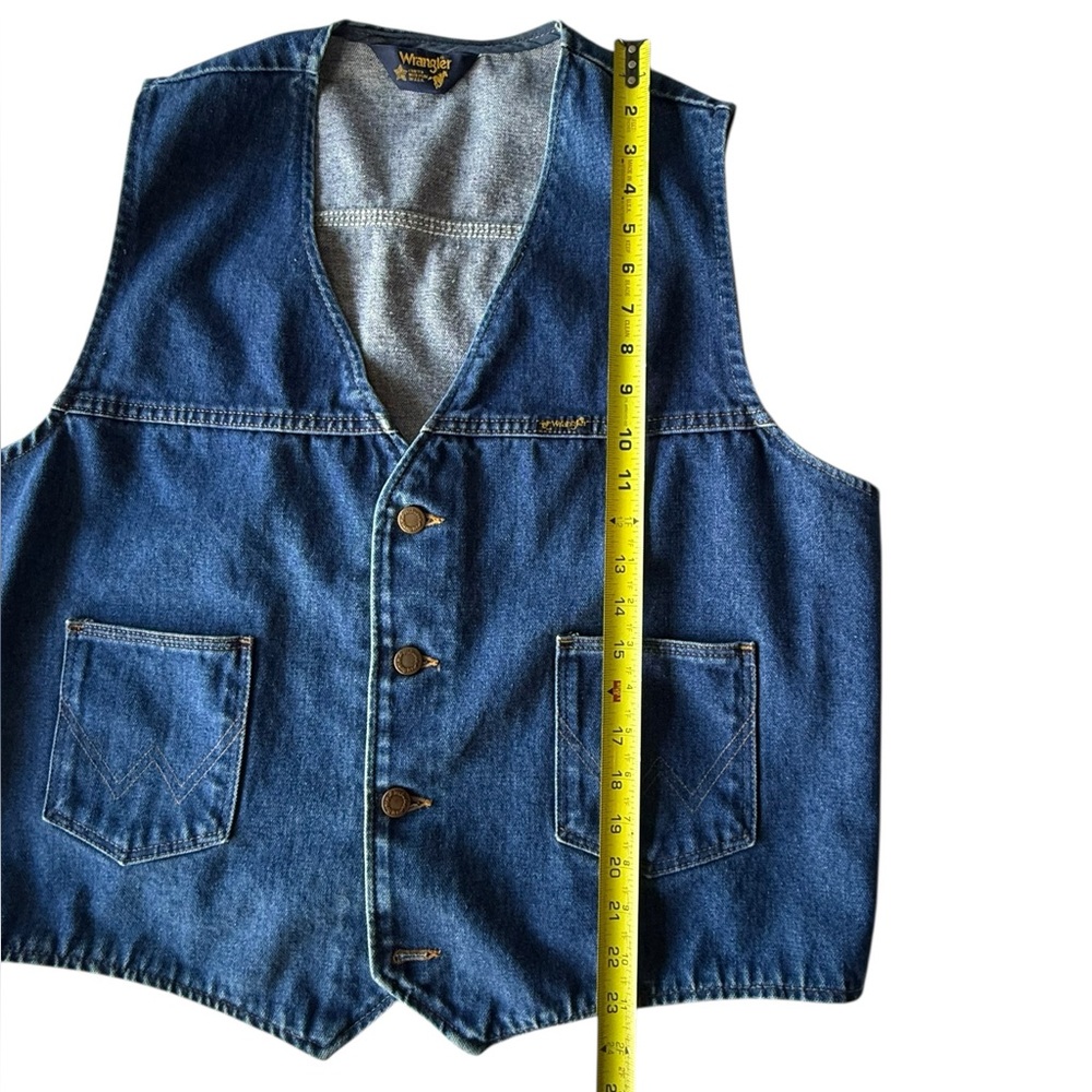 Vintage Wrangler 14oz Denim Vest, Unisex USA L XL - Picture 5 of 9